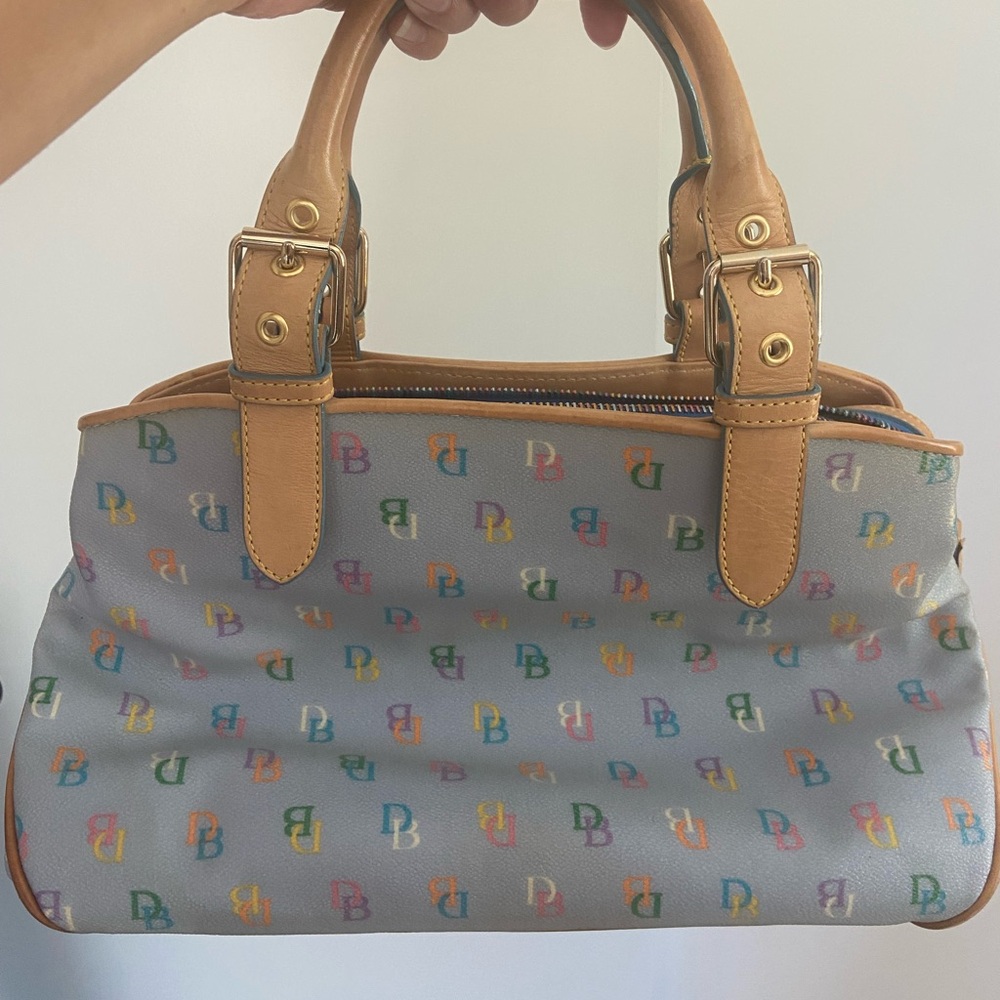 Vintage Blue Dooney & Bourke rainbow monogram satchel!